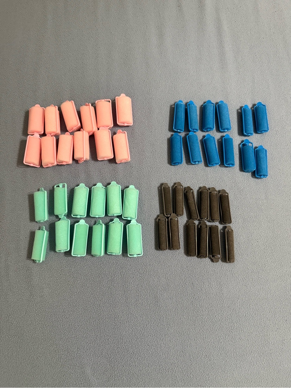Vintage Foam Hair Rollers Set - Coral, Blue, Mint, Brown 48